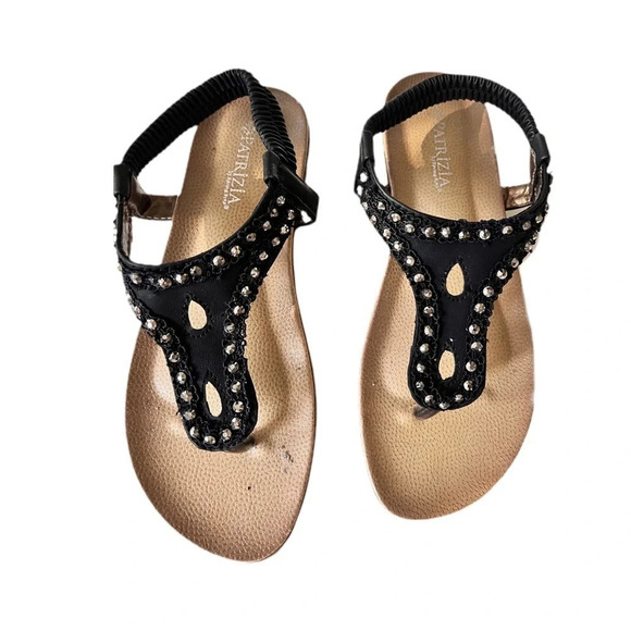 Patricia Sandals with Rhinestones.  Black sandals with rhinestones.  Excellent - Picture 3 of 7